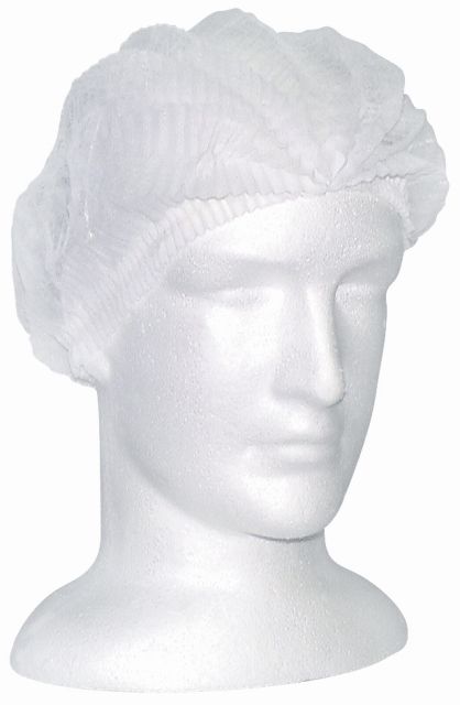 Non Woven Cap Disposable Crimped White 1000