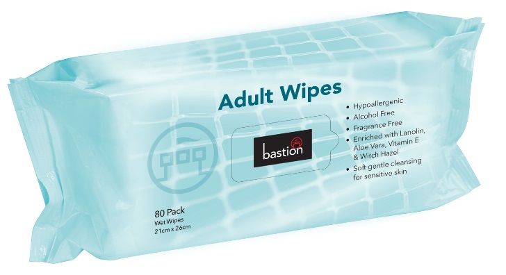 BASTION Moist Adult Wipes 21x26cm 80 pack (20)