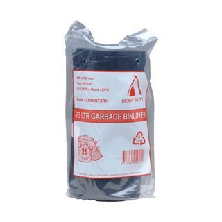 Garbage Bag 73L 760 x 900mm Black HD Roll 10x25