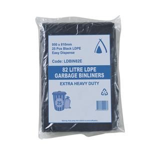 Garbage Bag 82L 810 x 950mm Black XHD 8x25