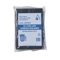 Garbage Bag 82L 810 x 950mm Black XHD 8x25