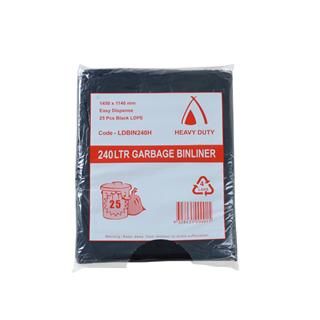 Garbage Bag 240L 1140 x 1450mm Black HD 4x25