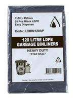 Garbage Bag 120L 950 x 1100mm Black MD 4x25