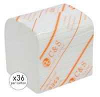 CLEAN & SOFT 2Ply Interleaved Toilet Tissue 250 Sheet (36)