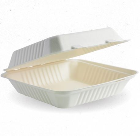 BIOPAK Clamshell Dinner White 230 x 230 x 80mm 2 x 100 B-HL-91