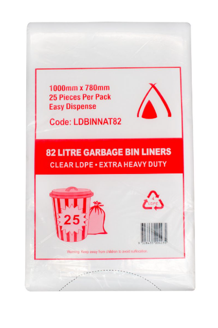 Garbage Bag 82L 780 x 1000mm Natural XHD 8 x 25