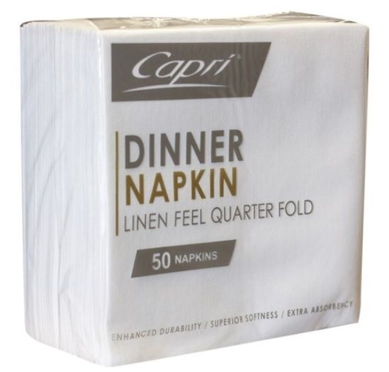 CAPRI Linen Feel Dinner Napkin White 5x50