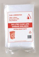 Garbage Bag 240L 1150 x 1500mm Natural XHD 4x25