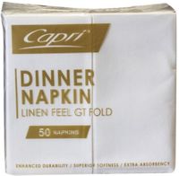 CAPRI Linen Feel Dinner Napkin White GT Fold 5 x 50