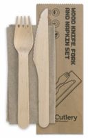 BIOPAK Wooden Knife/Fork/Napkin 16cm 4x100