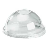BIOPAK Clear Dome Lid with 20mm Hole to suit 300 - 700ml Cup 10 x 100