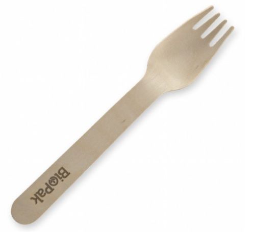 BIOPAK Coated Wooden Fork 16cm 10x100