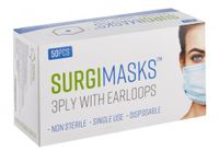 Face Mask (Surgimasks) 3ply Level 2 with Ear Loops Blue (50)