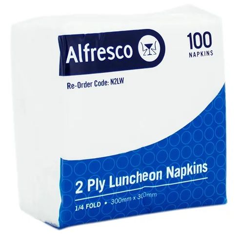 Lunch Napkin 2Ply Quarter Fold White 20 x 100