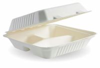 BIOPAK Clamshell Dinner 3 Compartment White 229 x 229 x 81mm 2 x 100