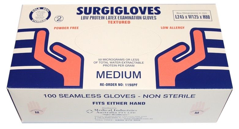 Latex Glove P/Free Medium 10x100