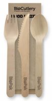 BIOPAK Wooden Knife/Fork/Spoon/Napkin 16cm 4x100