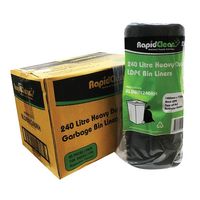 Garbage Bag 240L 1150 x 1450mm Black HD Roll 4 x 25