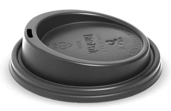 BIOPAK Black Bioplastic Lid for 8 (90mm), 12, 16 & 20oz BioCups 20 x 50