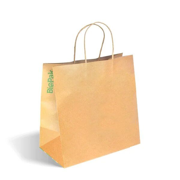 BIOPAK Twist Handle Bag Kraft 305 x 300+170mm BAG-TA-T-LARGE (250)