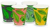 BIOPAK Mixed Colour Leaf Design Cold Paper BioCup 12oz 20 x 50