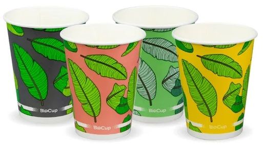 BIOPAK Mixed Colour Leaf Design Cold Paper BioCup 12oz 20 x 50