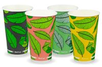 BIOPAK Mixed Colour Leaf Design Cold Paper BioCup 16oz 20 x 50