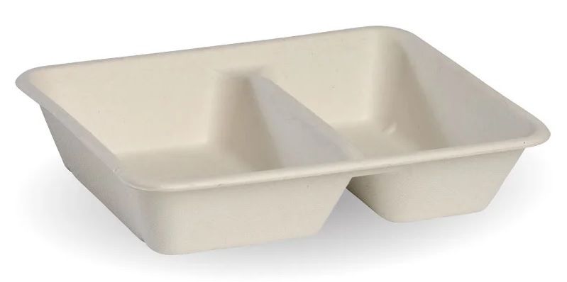 BIOPAK BioCane 2 Compartment Takeaway Base Natural 4 x 125