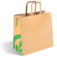 BIOPAK Flat Handle Kraft Paper Bag Small (250)