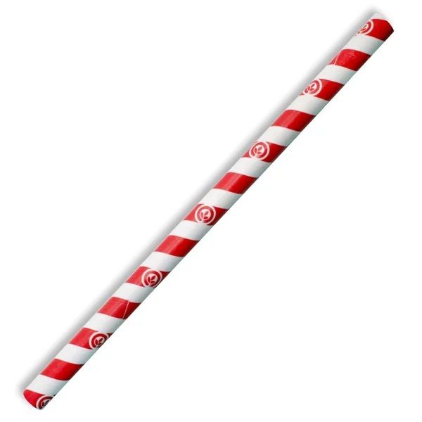 BIOPAK BioStraws Jumbo Paper Red Stripe (2500)