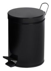 COMPASS Round Black Powder Coated Pedal Bin 5L