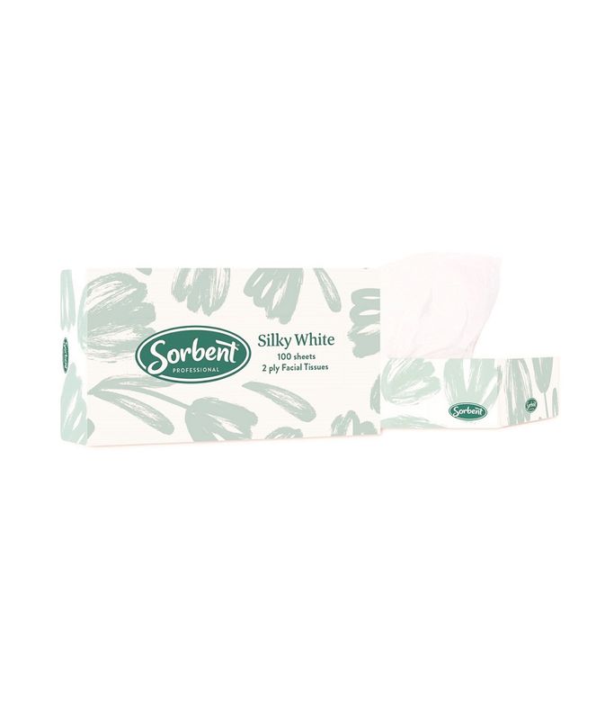 SORBENT Professional Silky White Facial Tissue 2-ply 100 Sheet (48)