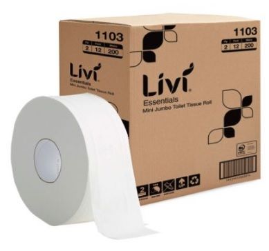 LIVI Essentials 2ply Mini Jumbo Toilet Roll 200m (12)