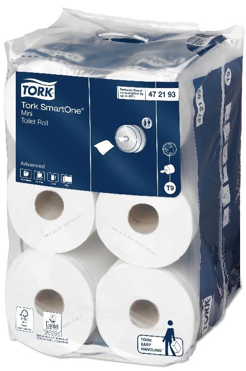 TORK SmartOne Mini Toilet Roll 2ply Advanced 620 Sheet (12)
