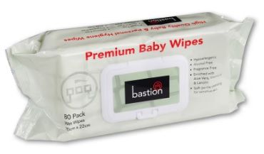 BASTION Premium Baby Wipes 20x22cm 80pk (20)