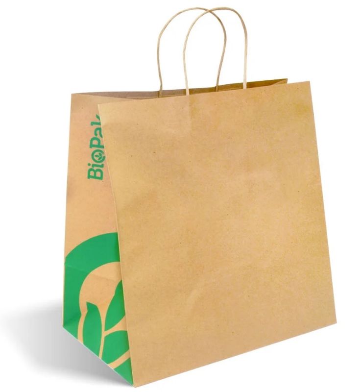 BIOPAK Twist Handle Bag Kraft 370 x 355+220 BAG-TA-T-JUMBO (150)