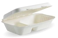 BIOPAK Clamshell Snack 2 Compartment White 2 x 125 B-HL-96-2