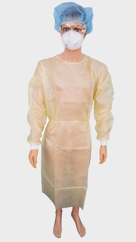 Clinical Gown Full Back PP/PE Fluid Resistant Yellow 10 x 10