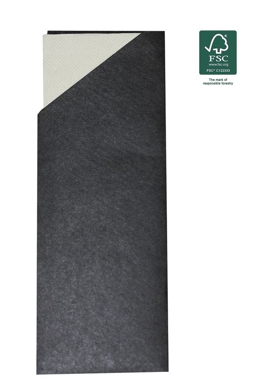 TAILORED Cutlery Pouch Black/White Napkin (1000)
