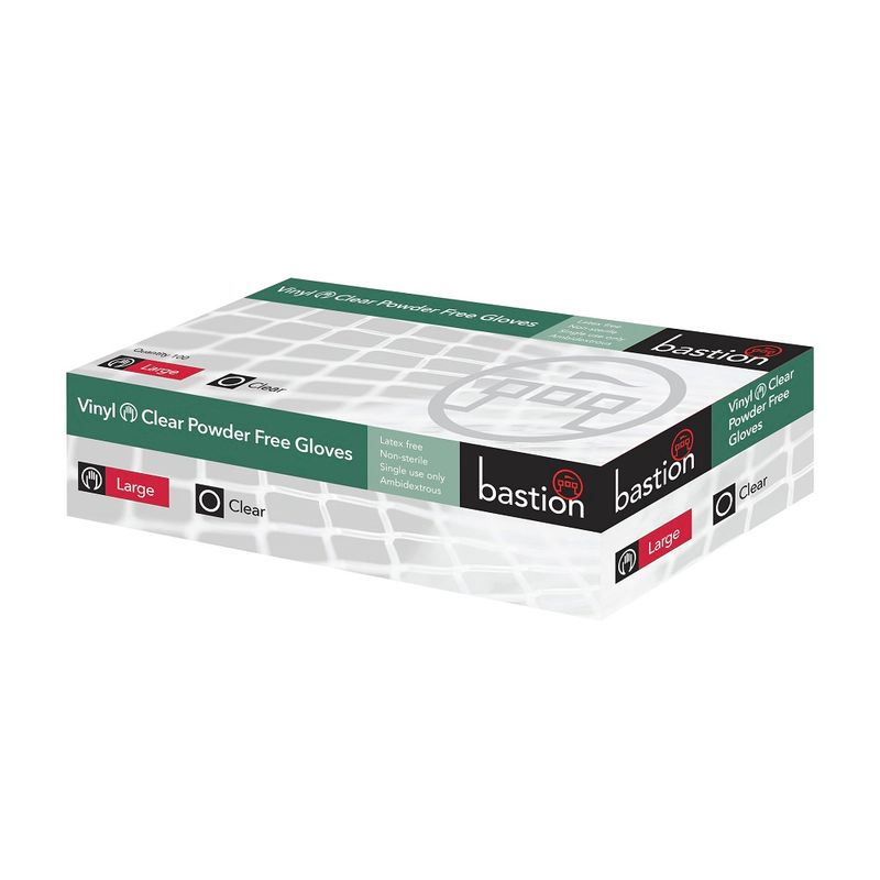 BASTION Clear Vinyl Glove P/Free Large 10x100