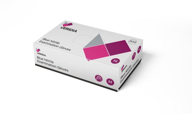 VERIDIA Nitrile Glove P/Free Blue Medium 10x200