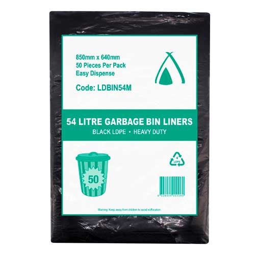 Garbage Bag 54L 640 x 850mm Black MD 5x50
