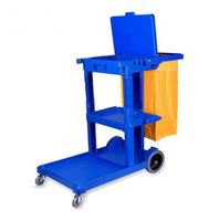 Janitor Cart Blue c/- bin lid