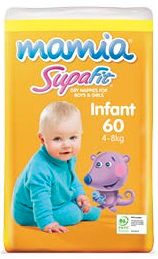 Premium Nappies Size 2 Infant 4-8Kg (Yellow) (56)