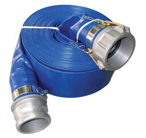 Blue PVC Layflat Hose Kit, 20m X 50 Mm ID / 2" ID Fitted With Camlocks