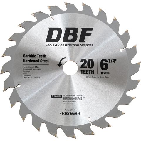 DBF Circ. Saw Blade 160 x 2.5 x 25.4 mm, 20 Teeth