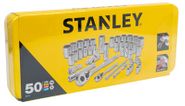 Stanley 50Pce 1/4 & 1/2 Met/Af Socket Se