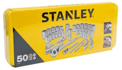 Stanley 50Pce 1/4 & 1/2 Met/Af Socket Se