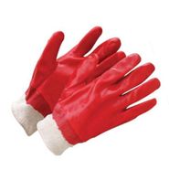 Red PVC Gloves-Knit Wrist