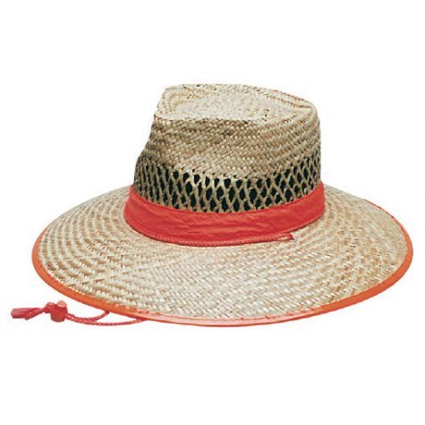 Natural straw orange trim hat - medium 5